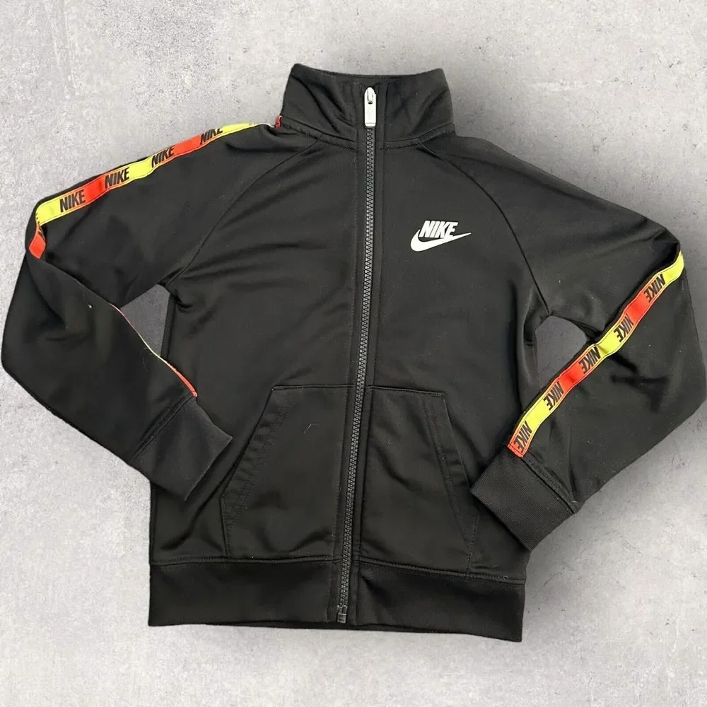Nike Black‎ Zip Up Jacket Youth Size Small 4-5 Years Long Sleeves Logo